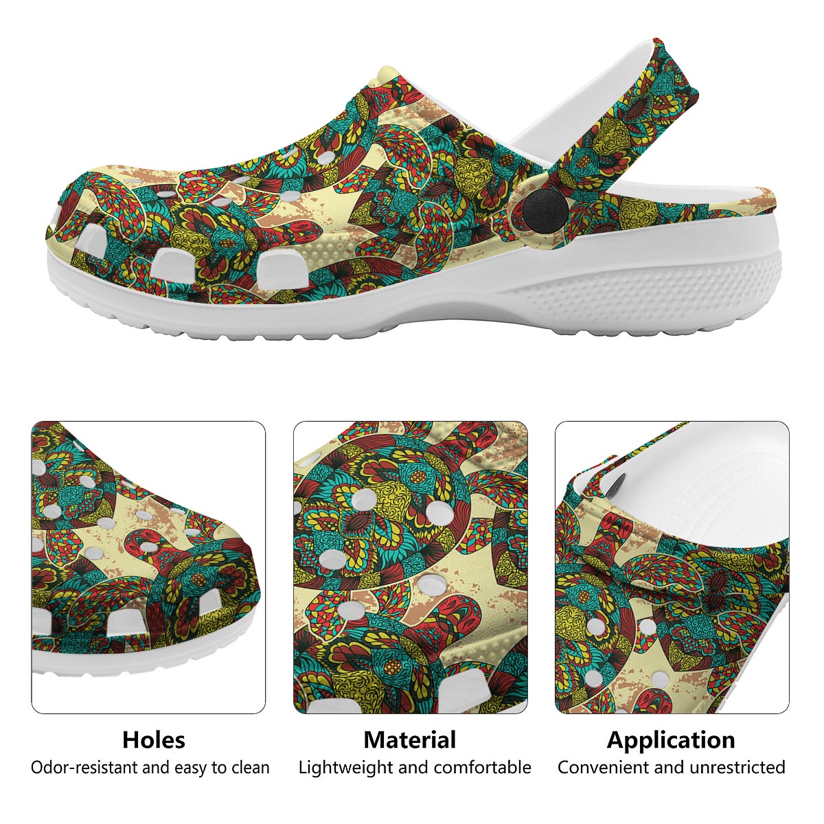 Turtle Tribal Sea Print Pattern Clog-grizzshop