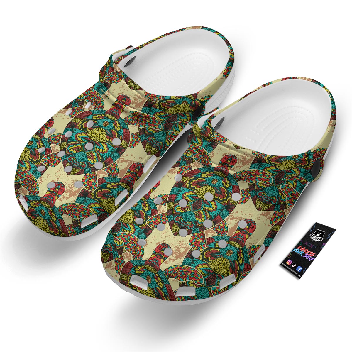 Turtle Tribal Sea Print Pattern Clog-grizzshop