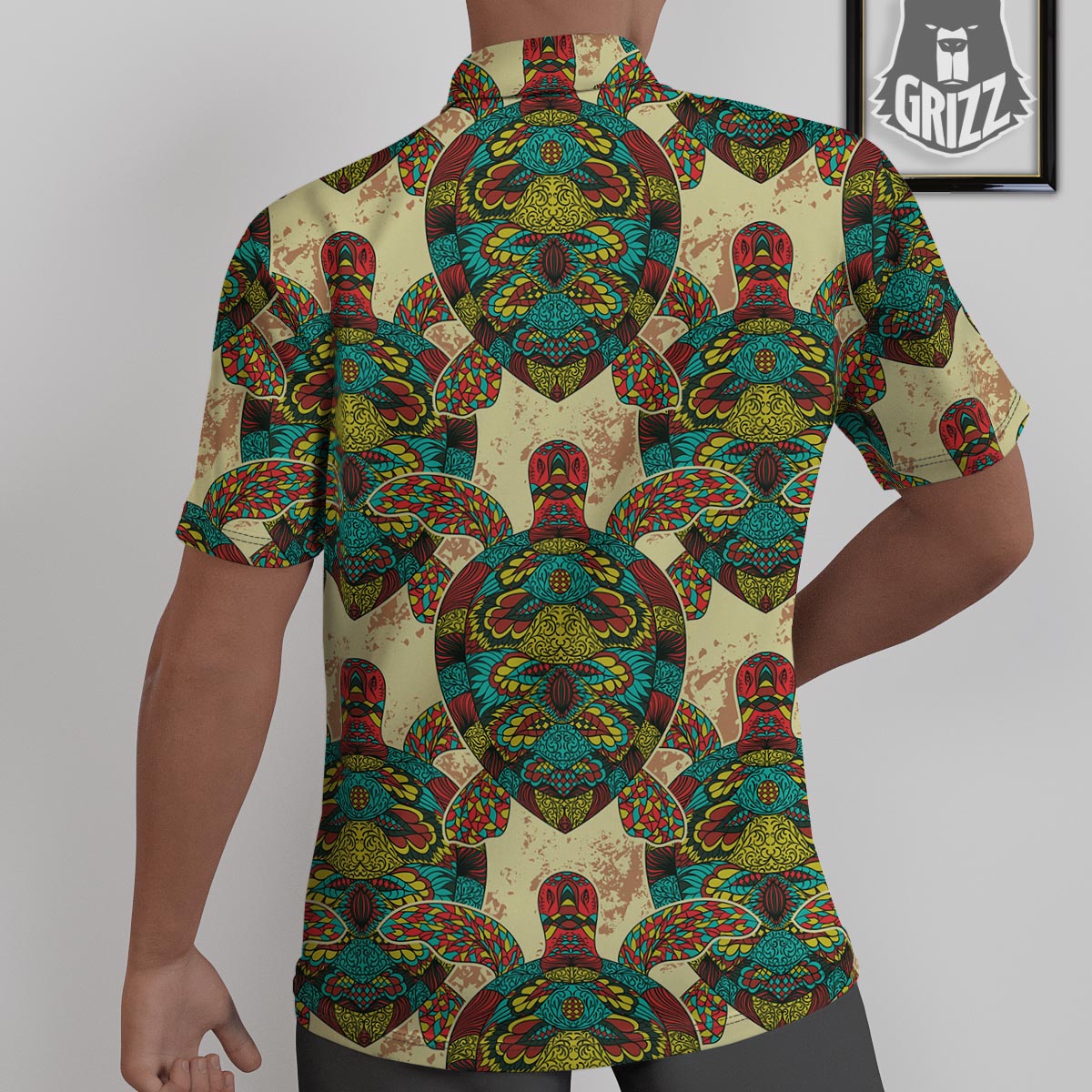 Turtle Tribal Sea Print Pattern Untucked Shirts-grizzshop