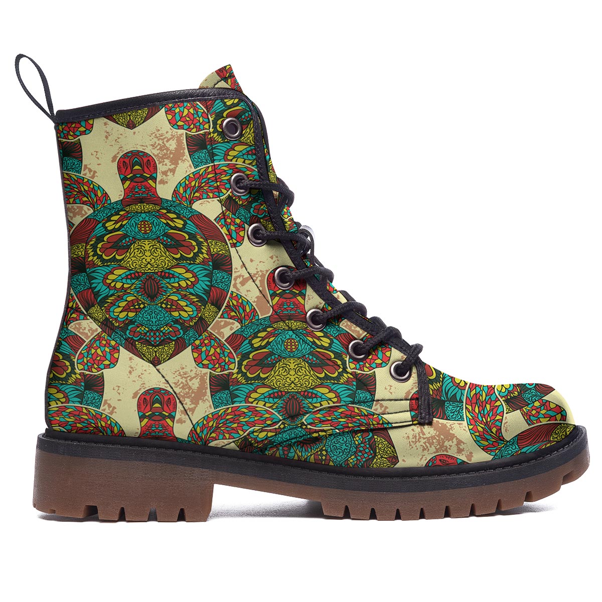 Turtle Tribal Sea Print Pattern Work Boots-grizzshop