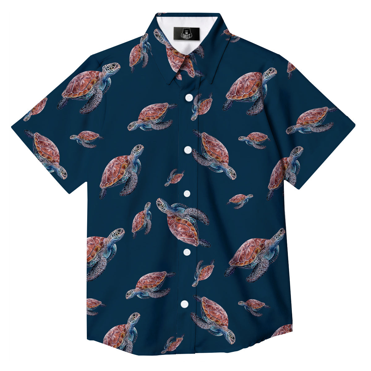 Turtle Watercolor Print Pattern Button Up Shirt-grizzshop