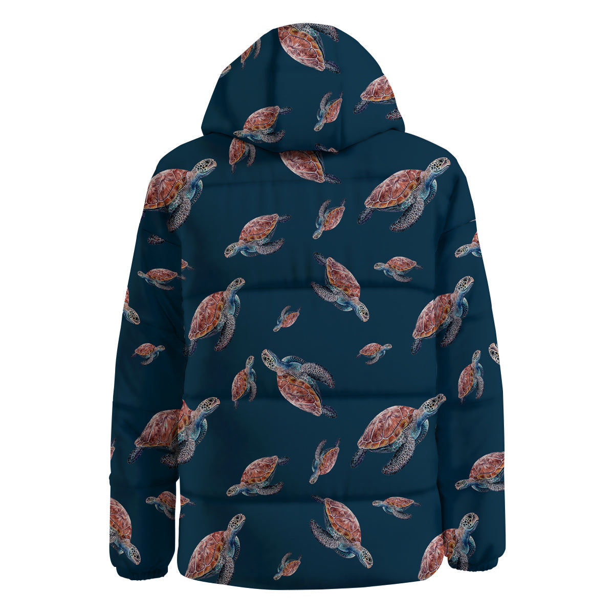 Turtle Watercolor Print Pattern Down Jacket-grizzshop