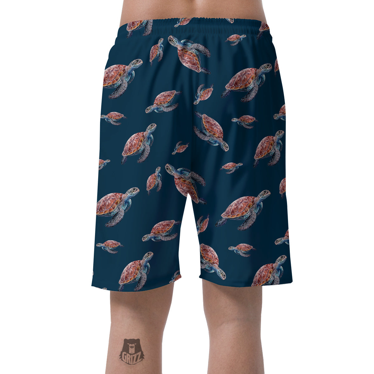 Turtle Watercolor Print Pattern Men's Shorts-grizzshop