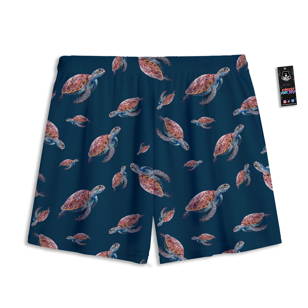 Turtle Watercolor Print Pattern Mesh Shorts-grizzshop