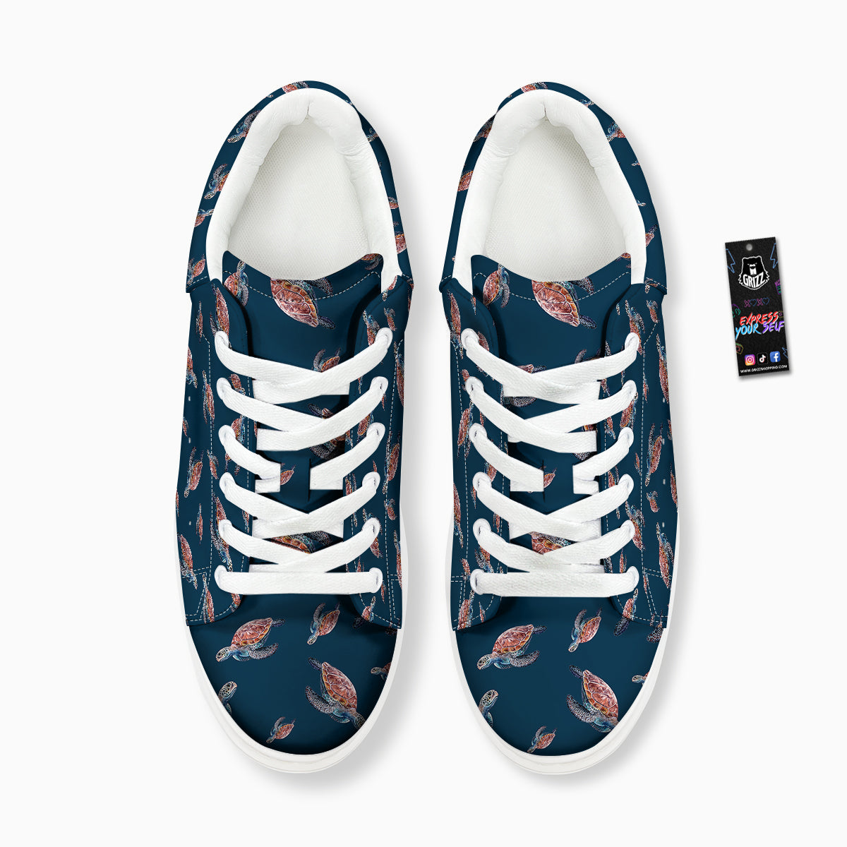 Turtle Watercolor Print Pattern Platform Shoes-grizzshop