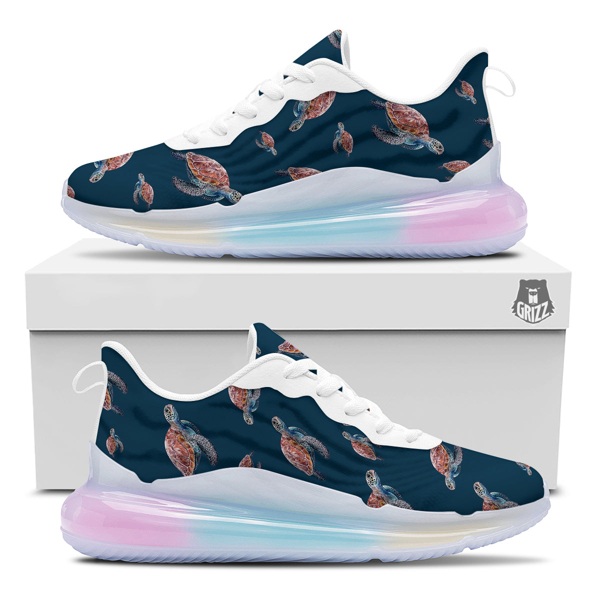 Turtle Watercolor Print Pattern Running Sneakers-grizzshop