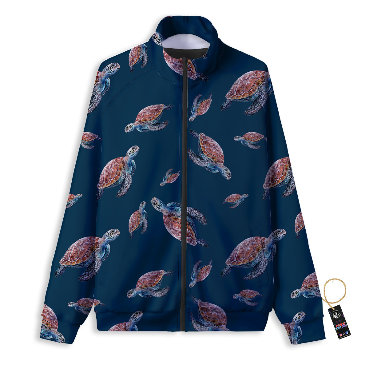 Turtle Watercolor Print Pattern Track Jacket-grizzshop