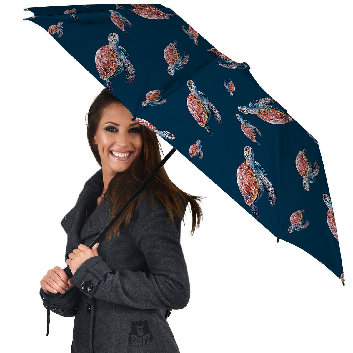 Turtle Watercolor Print Pattern Umbrella-grizzshop