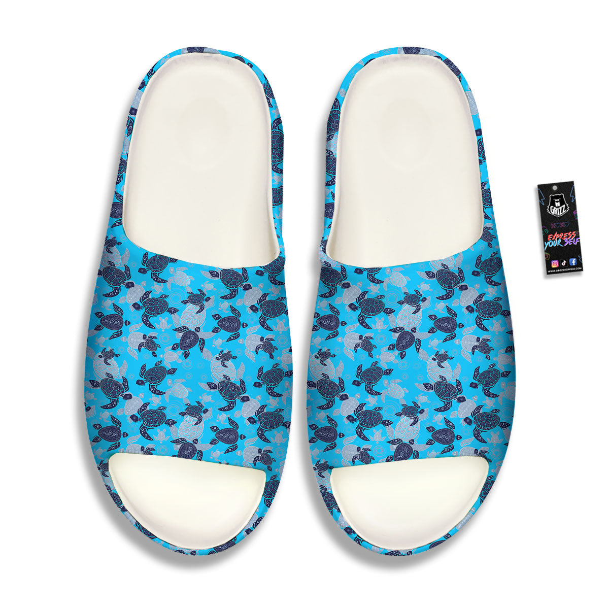 Turtle Blue Sea Print Pattern Sandals-grizzshop
