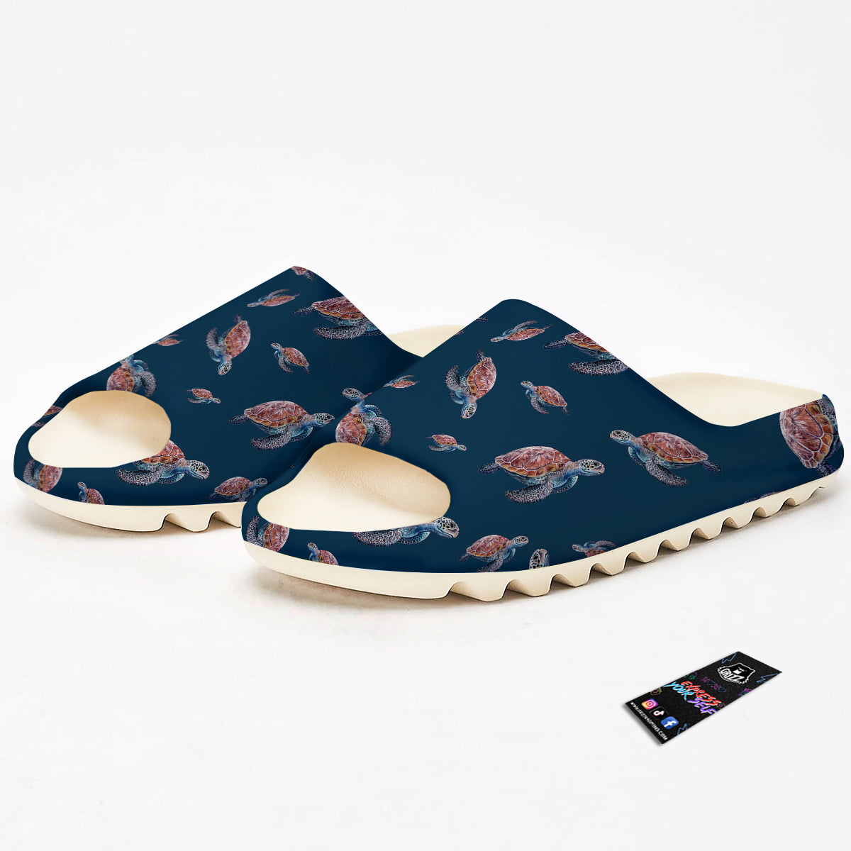 Turtle Watercolor Print Pattern Sandals-grizzshop