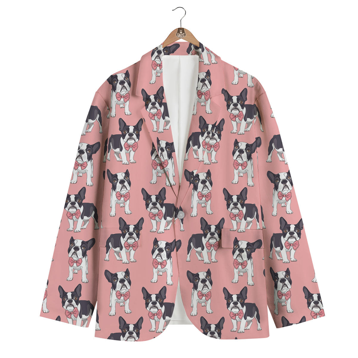 Tuxedo Bulldog Pattern Print Men's Blazer-grizzshop