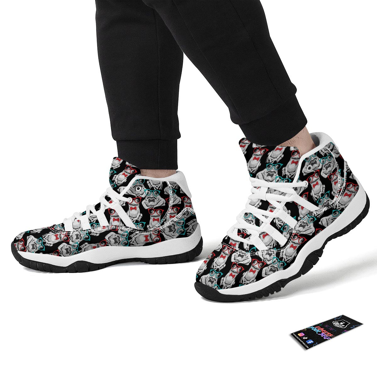 Tuxedo Frog Pattern Print White Bball Shoes-grizzshop