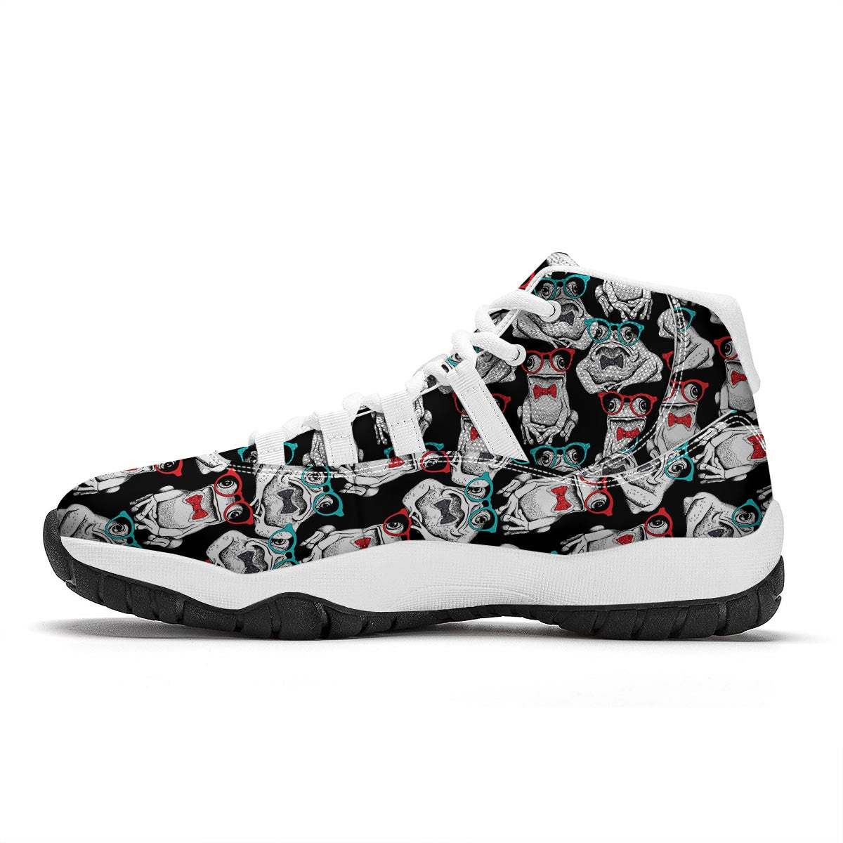 Tuxedo Frog Pattern Print White Bball Shoes-grizzshop
