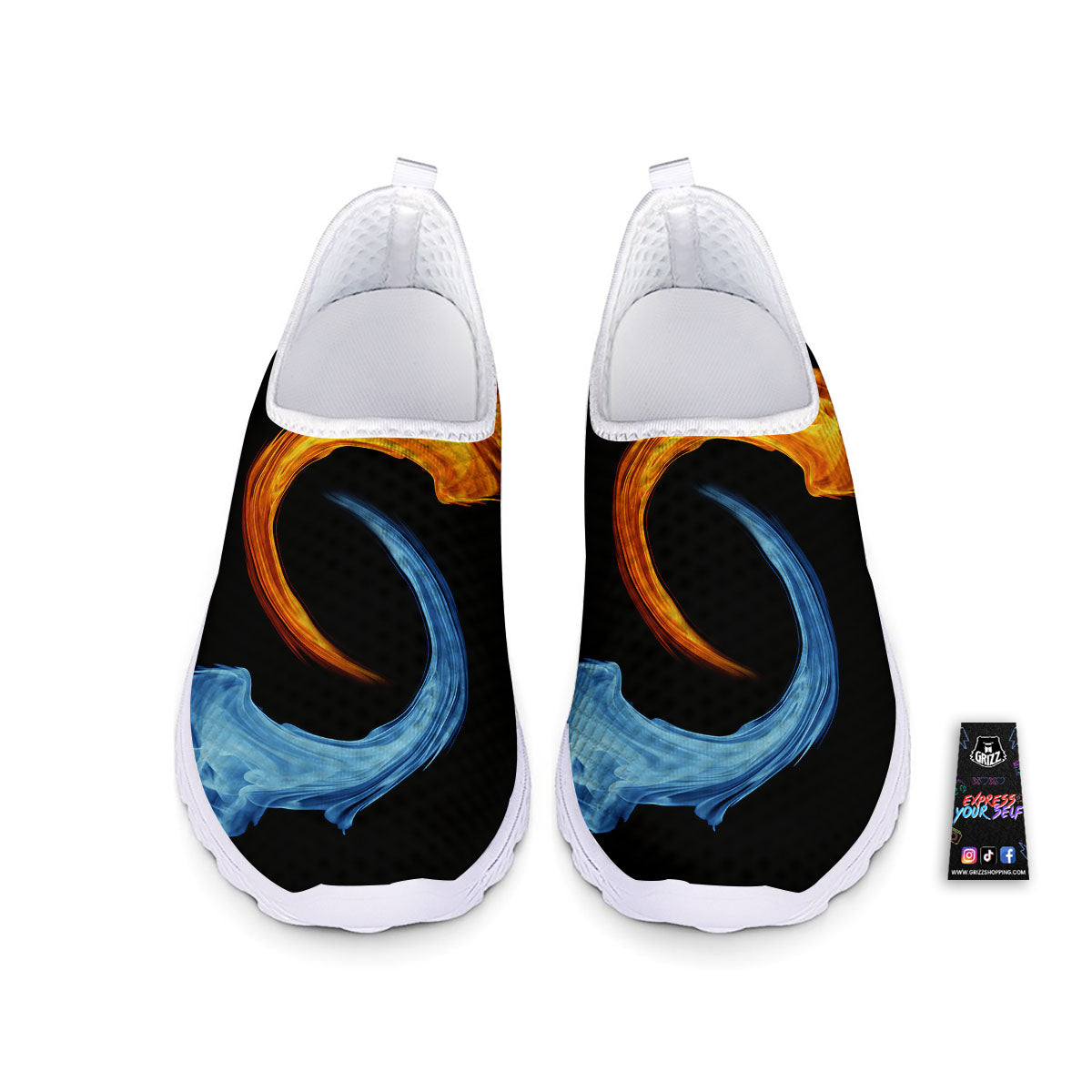 Twin Flame Blue And Red Print Nurse Shoes-grizzshop