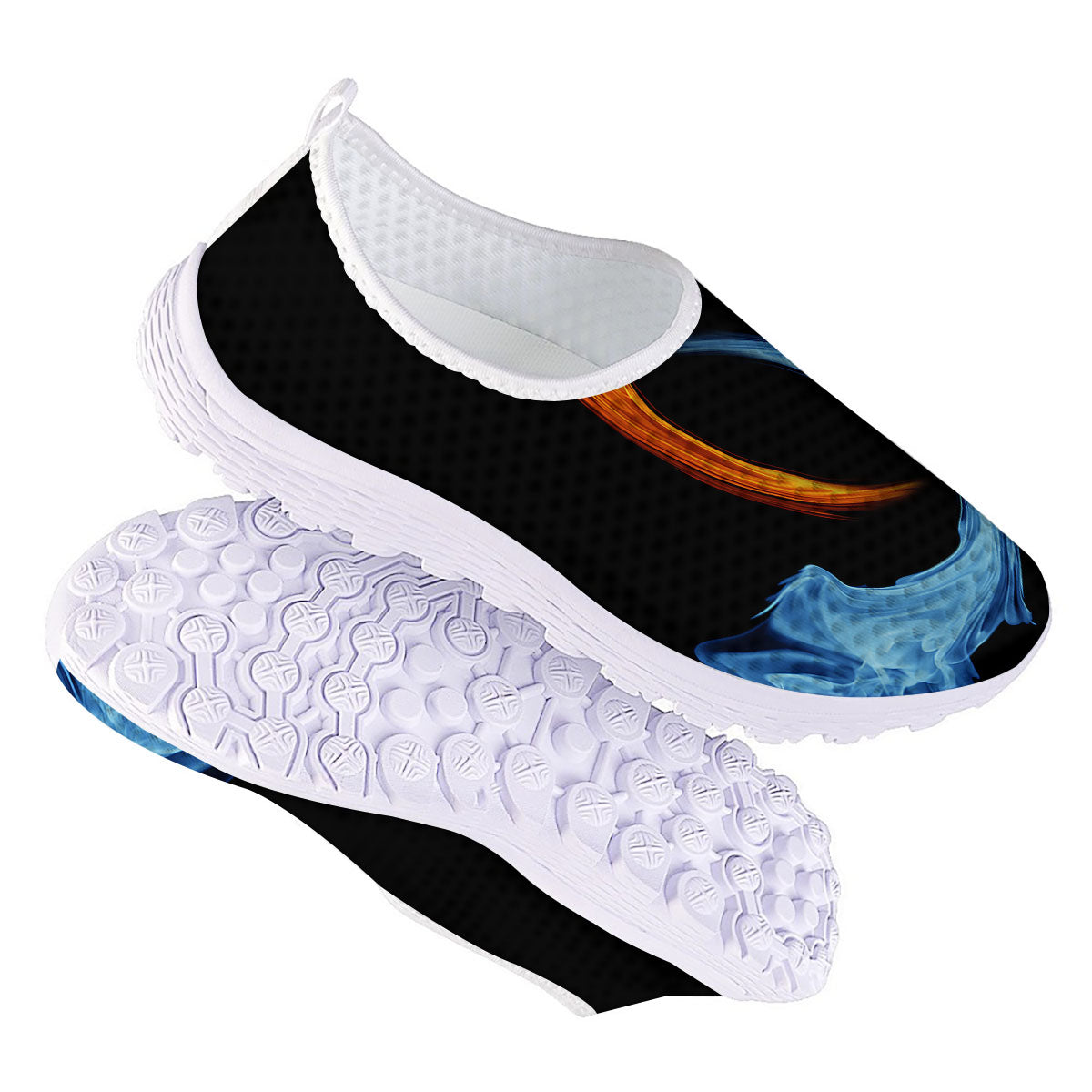 Twin Flame Blue And Red Print Nurse Shoes-grizzshop