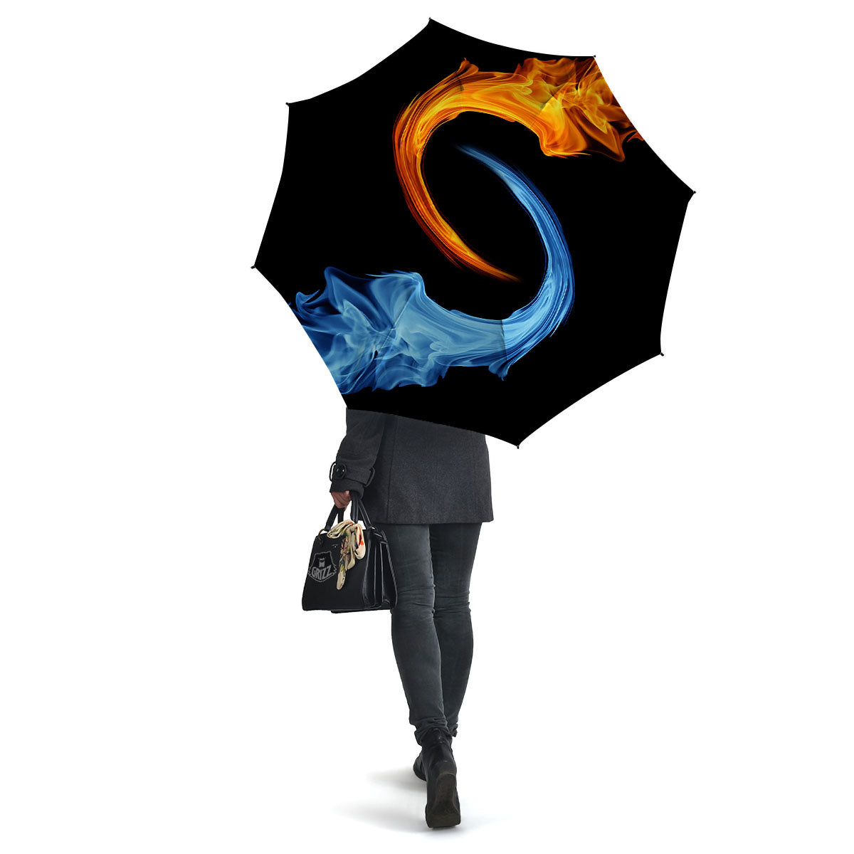 Twin Flame Blue And Red Print Umbrella-grizzshop
