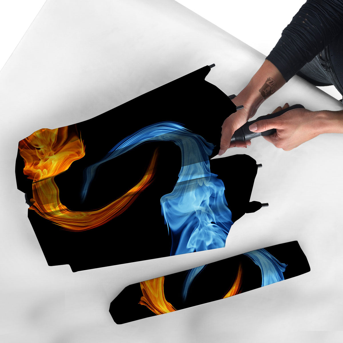 Twin Flame Blue And Red Print Umbrella-grizzshop