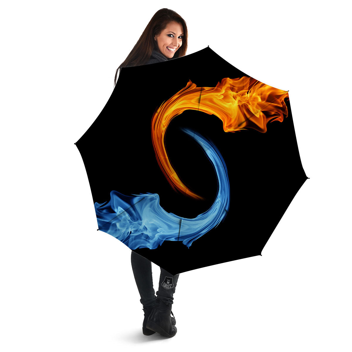 Twin Flame Blue And Red Print Umbrella-grizzshop