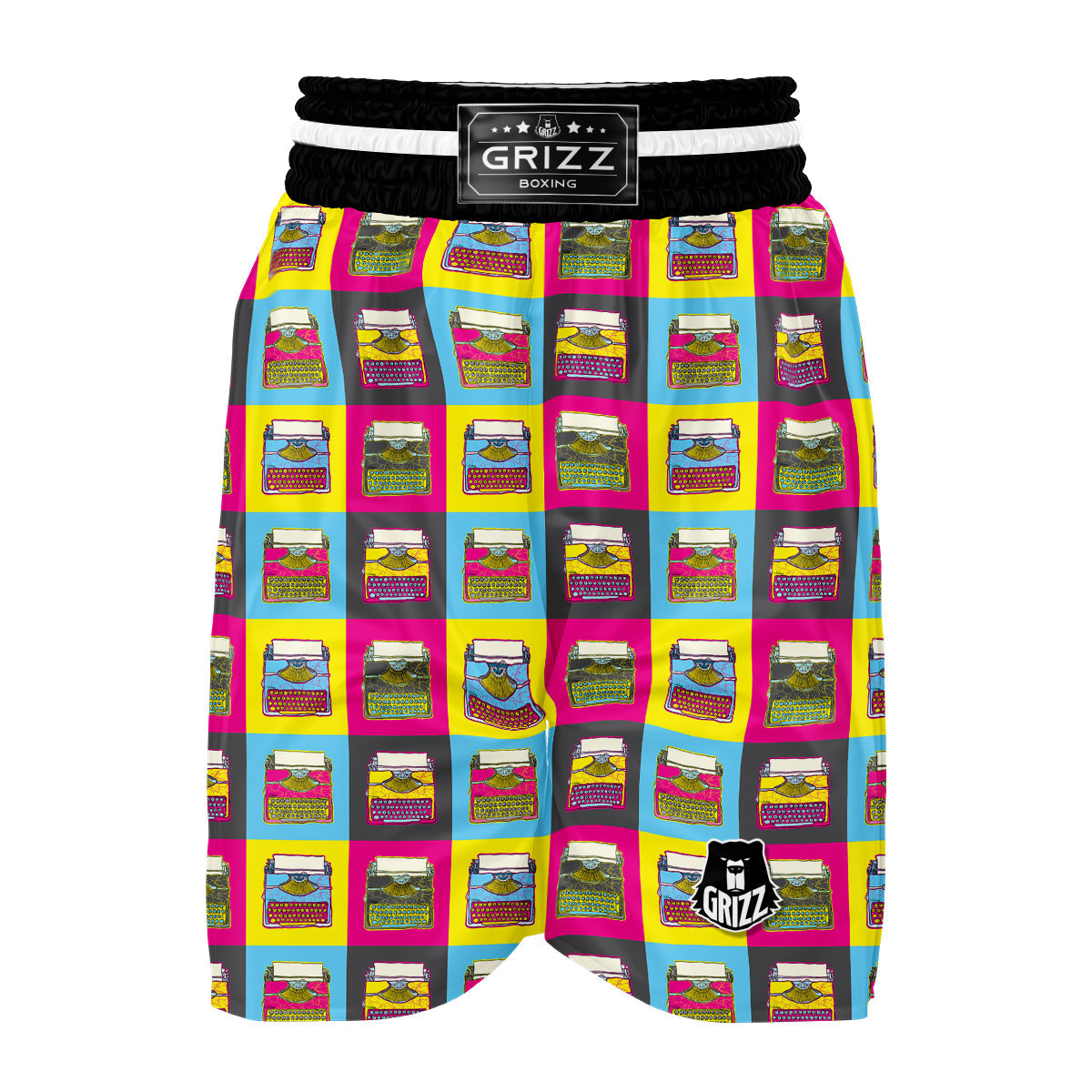 Typewriter Pattern Print Boxing Shorts-grizzshop