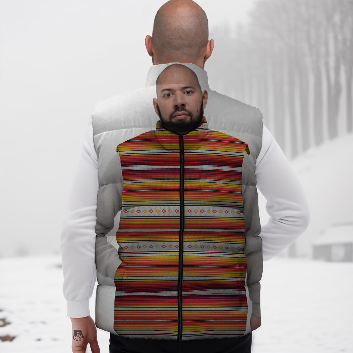Typewriter Pattern Print Down Vest-grizzshop