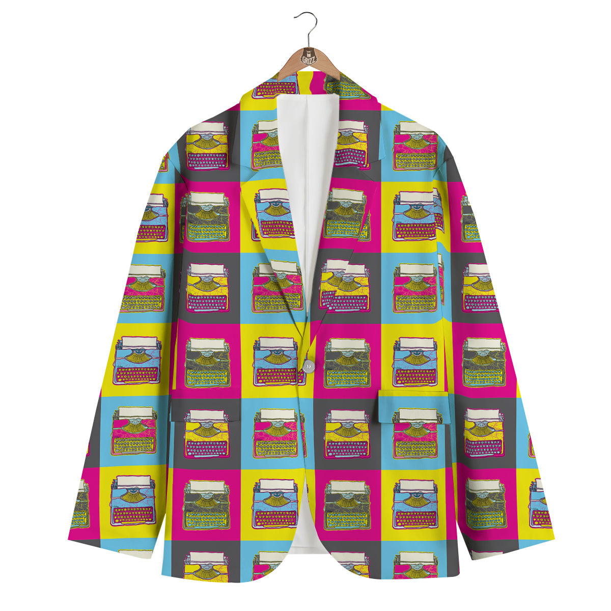 Typewriter Pattern Print Men's Blazer-grizzshop