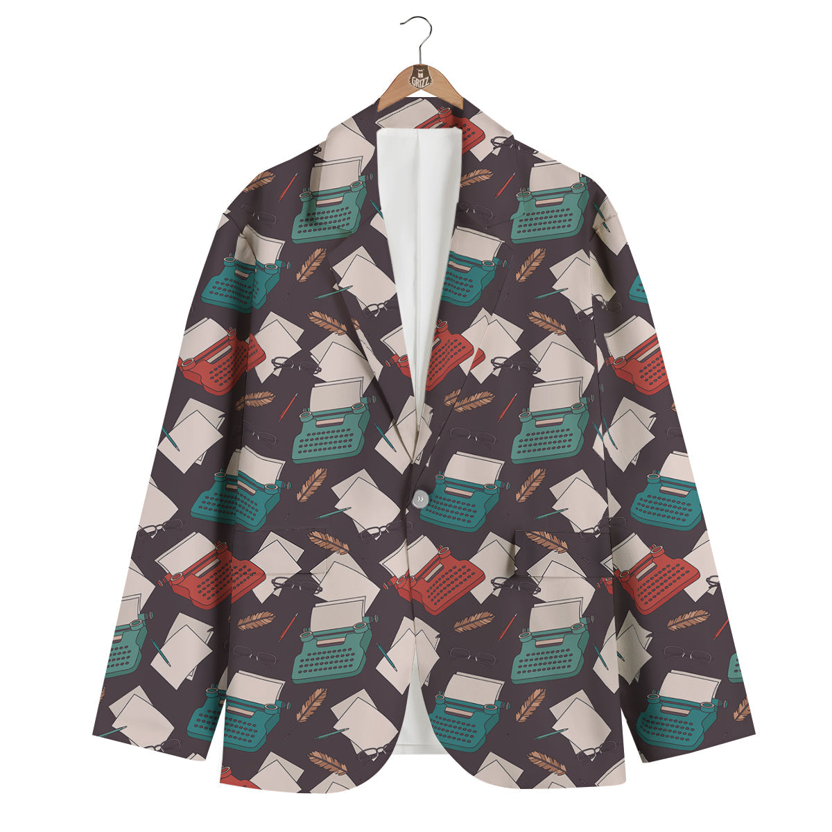 Typewriter Print Pattern Men's Blazer-grizzshop