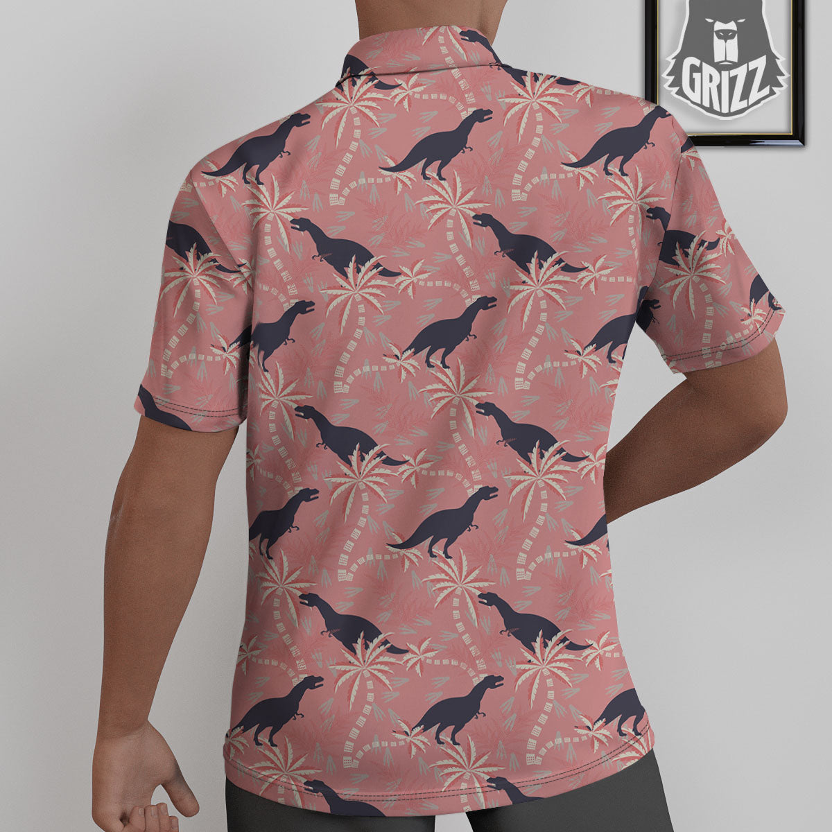 Tyrannosaurus Fossil Print Pattern Untucked Shirts-grizzshop