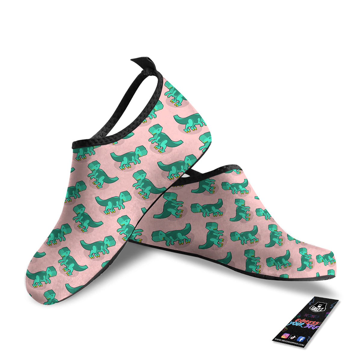 Tyrannosaurus Isometric Print Pattern Water Shoes-grizzshop