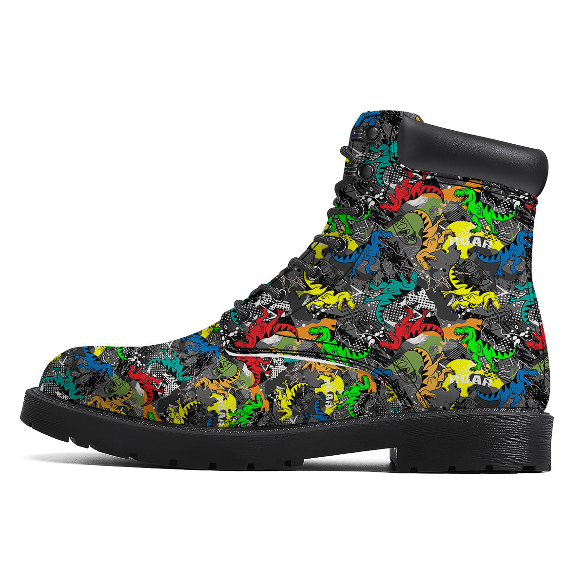 Tyrannosaurus Rex Colorful Print Boots-grizzshop