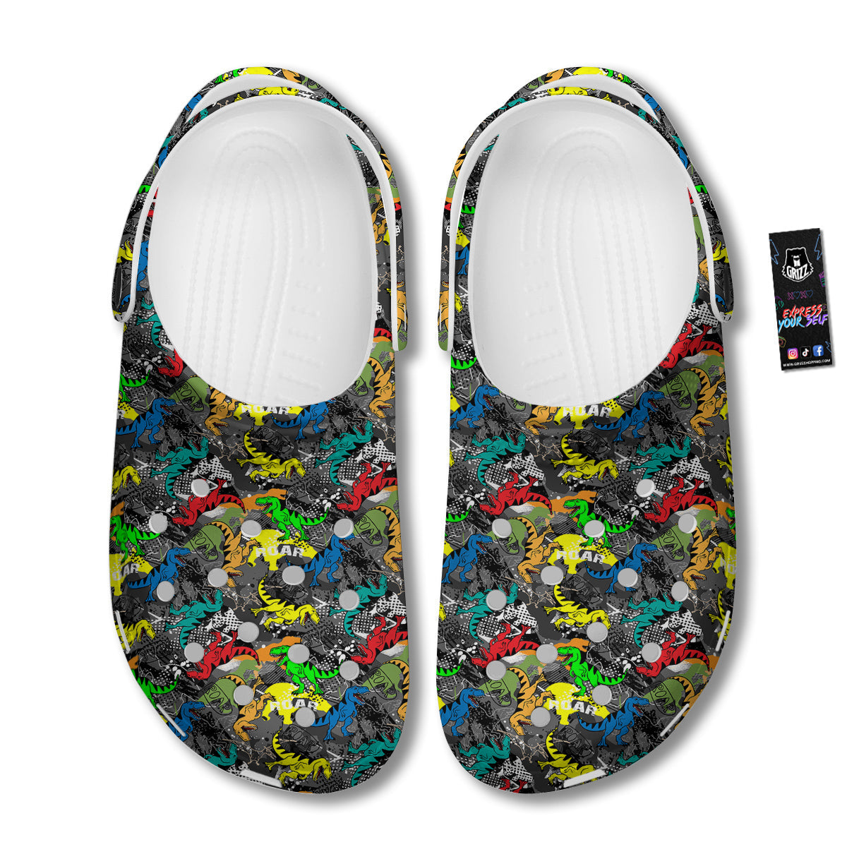 Tyrannosaurus Rex Colorful Print Clog-grizzshop