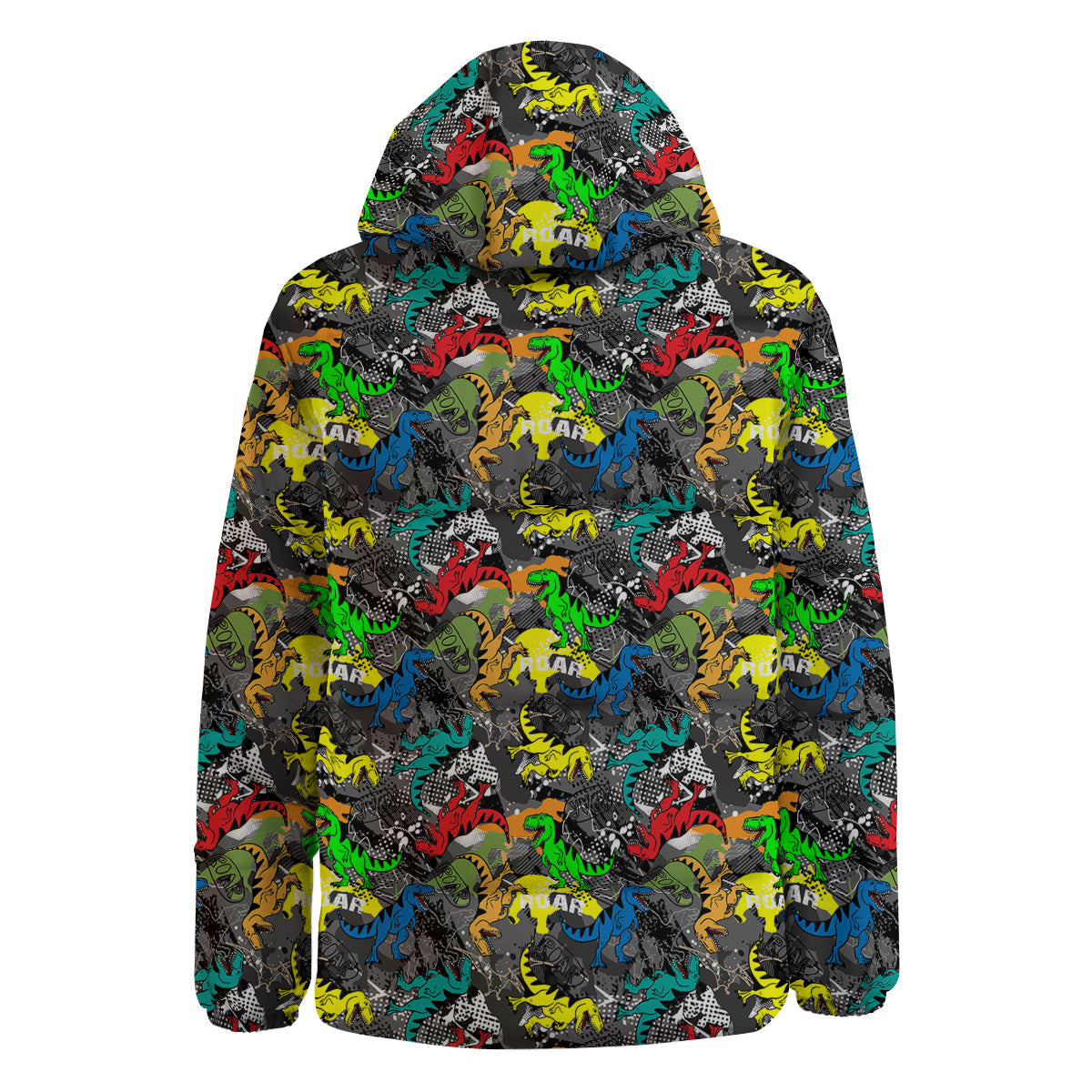 Tyrannosaurus Rex Colorful Print Down Jacket-grizzshop