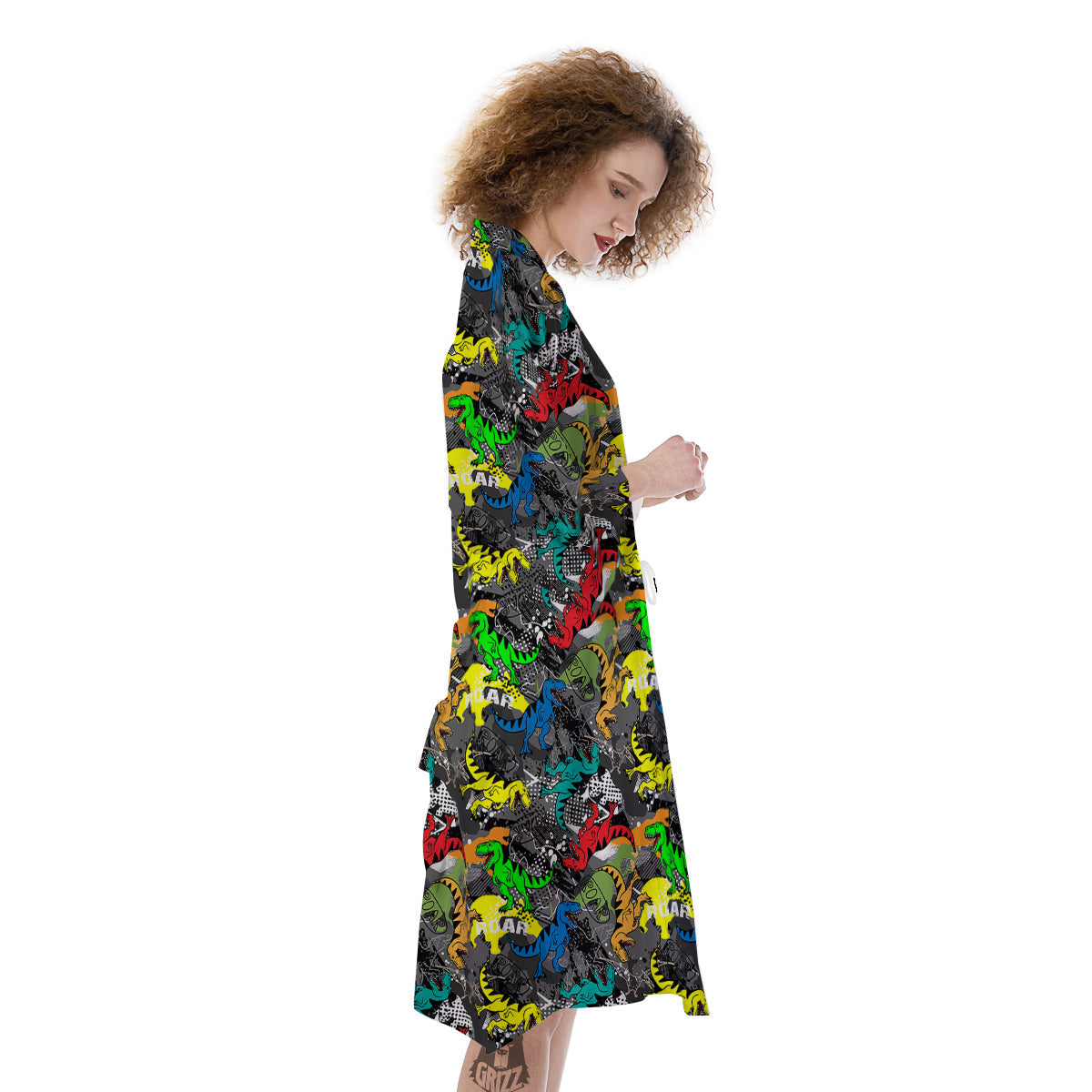 Tyrannosaurus Rex Colorful Print Kimono-grizzshop