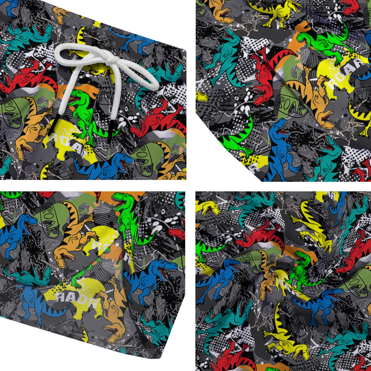 Tyrannosaurus Rex Colorful Print Men's Running Shorts-grizzshop