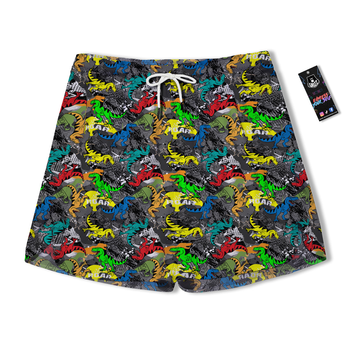 Tyrannosaurus Rex Colorful Print Men's Running Shorts-grizzshop