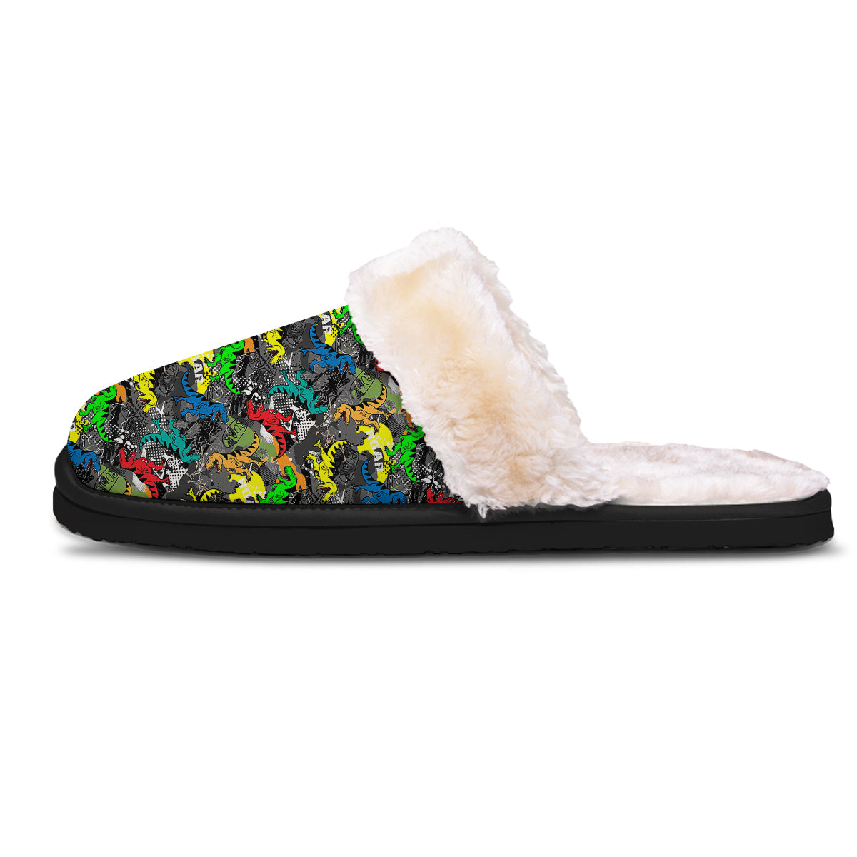 Tyrannosaurus Rex Colorful Print Slippers-grizzshop