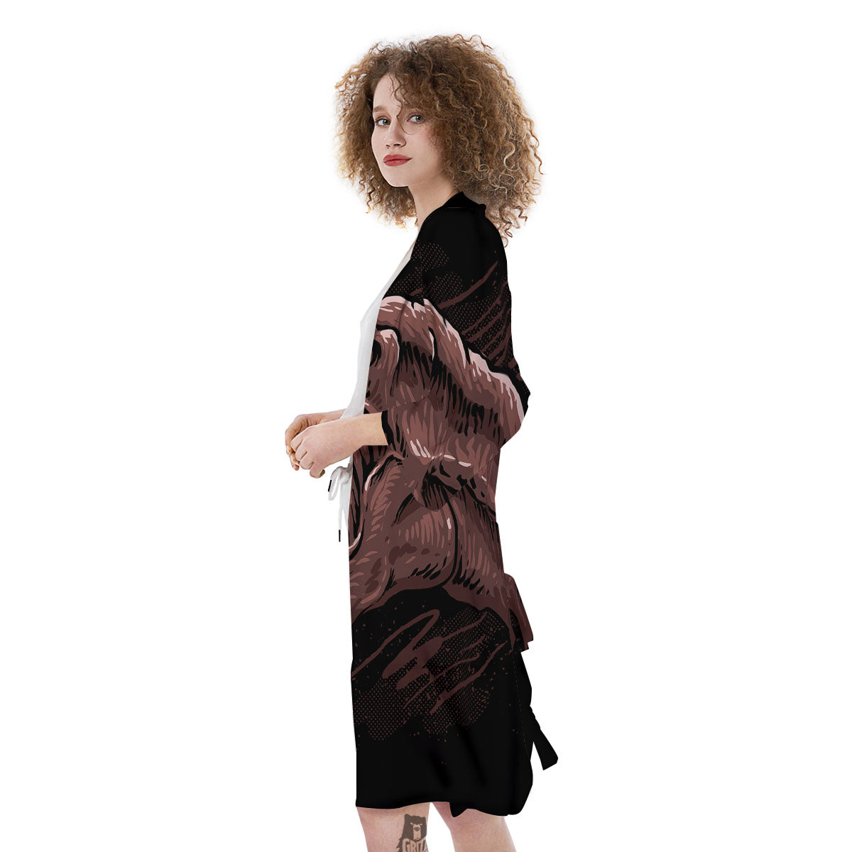 Tyrannosaurus Rex Head Print Kimono-grizzshop