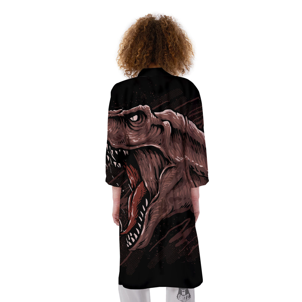 Tyrannosaurus Rex Head Print Kimono-grizzshop