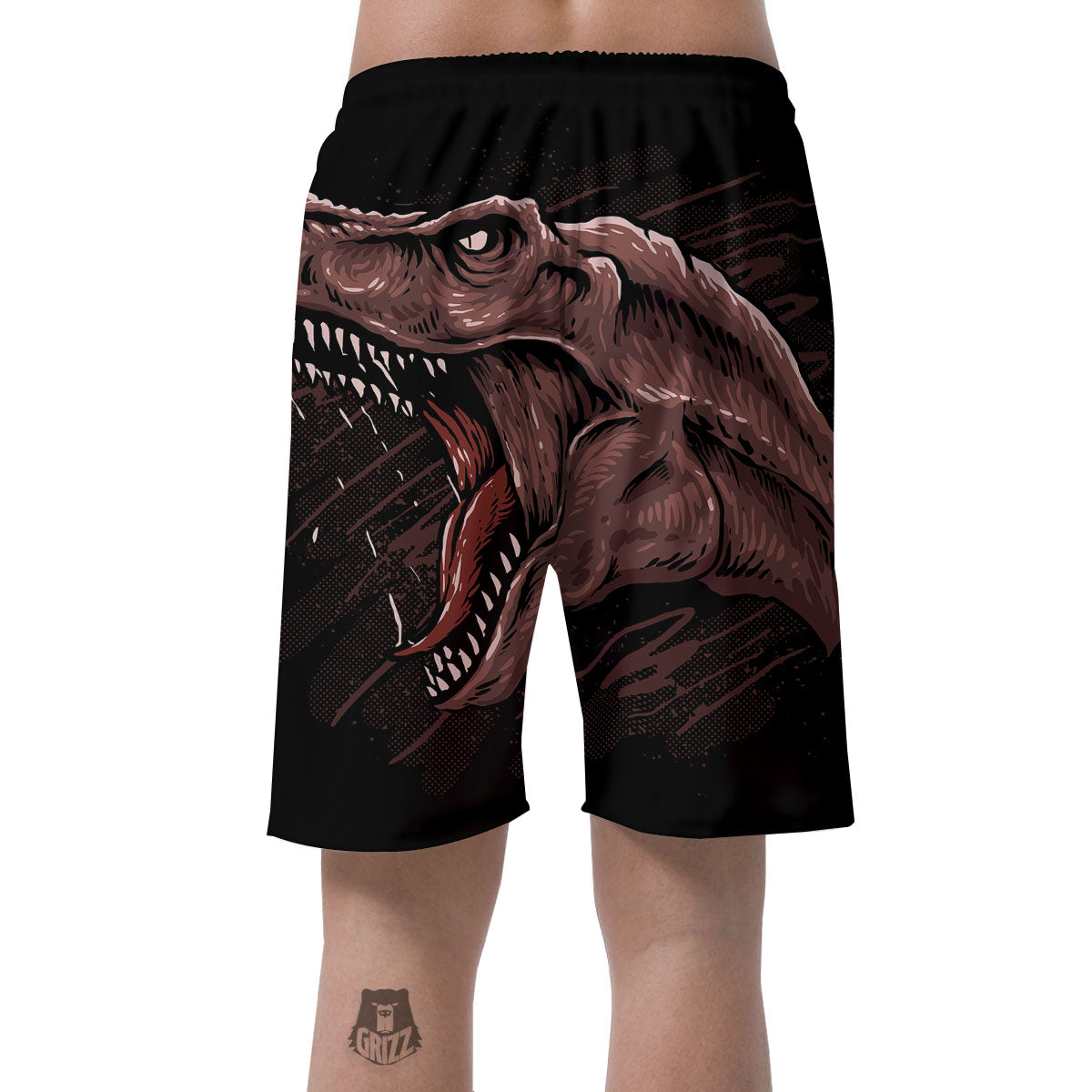 Tyrannosaurus Rex Head Print Men's Shorts-grizzshop