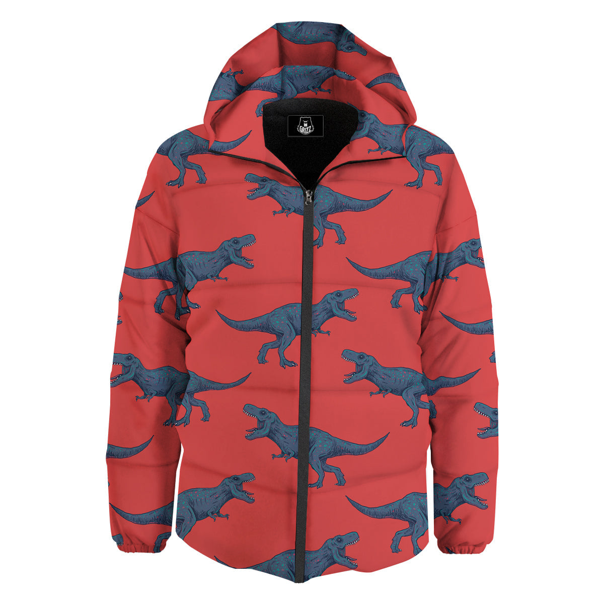Tyrannosaurus Rex Print Pattern Down Jacket-grizzshop