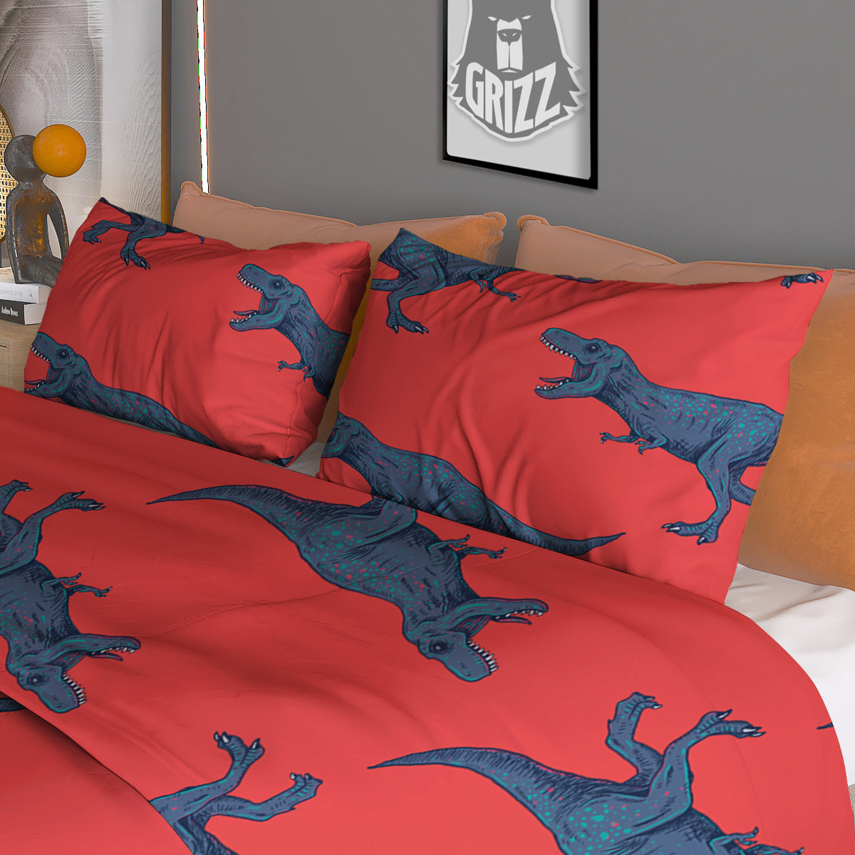 Tyrannosaurus Rex Print Pattern Duvet Cover Bedding Set