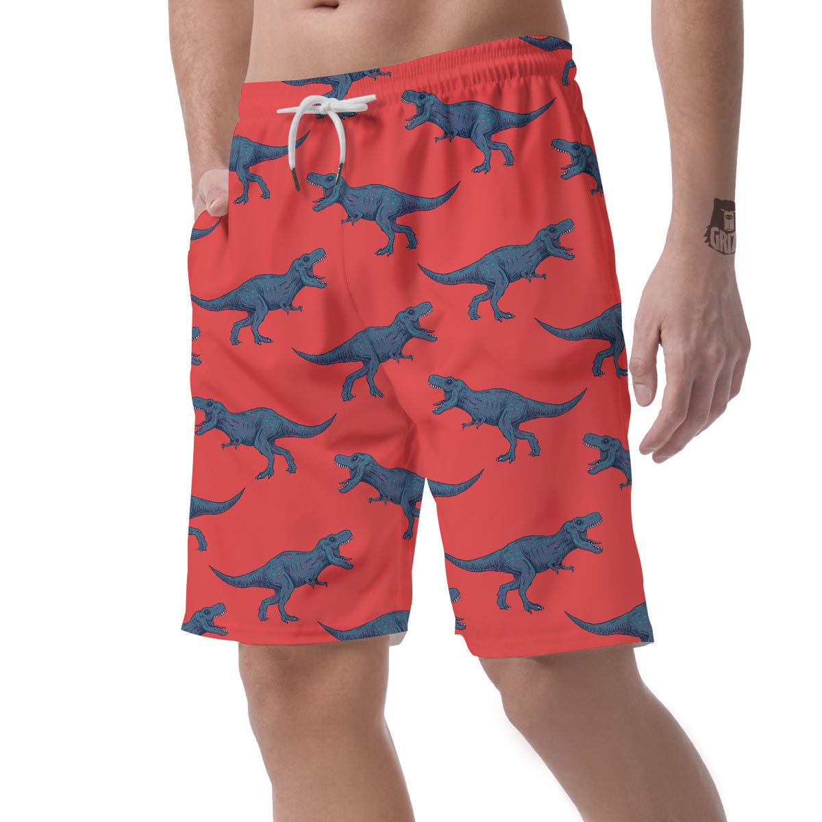 Tyrannosaurus Rex Print Pattern Men's Shorts-grizzshop