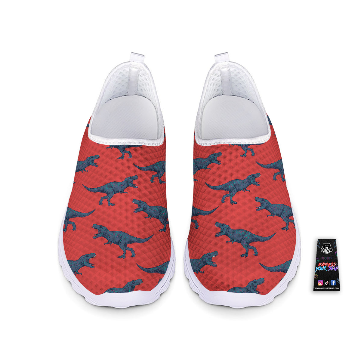 Tyrannosaurus Rex Print Pattern Nurse Shoes-grizzshop