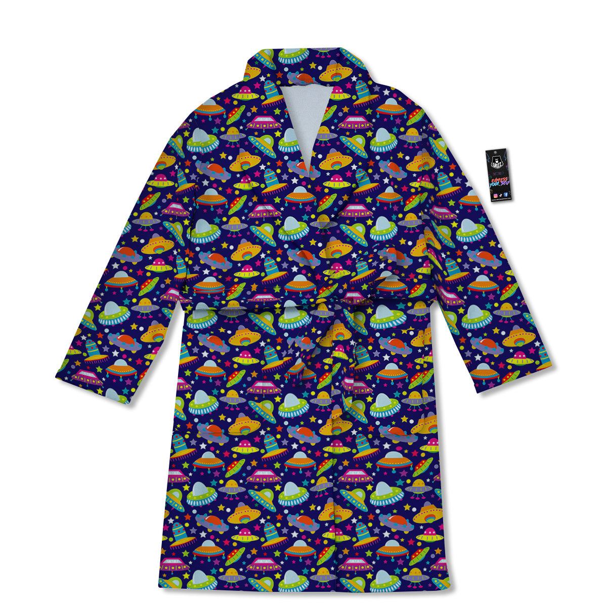 UFO Colorful Print Pattern Bathrobe-grizzshop