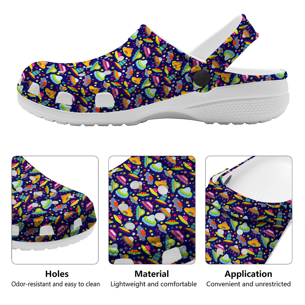 UFO Colorful Print Pattern Clog-grizzshop