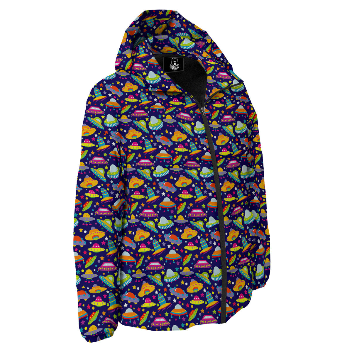 UFO Colorful Print Pattern Down Jacket-grizzshop