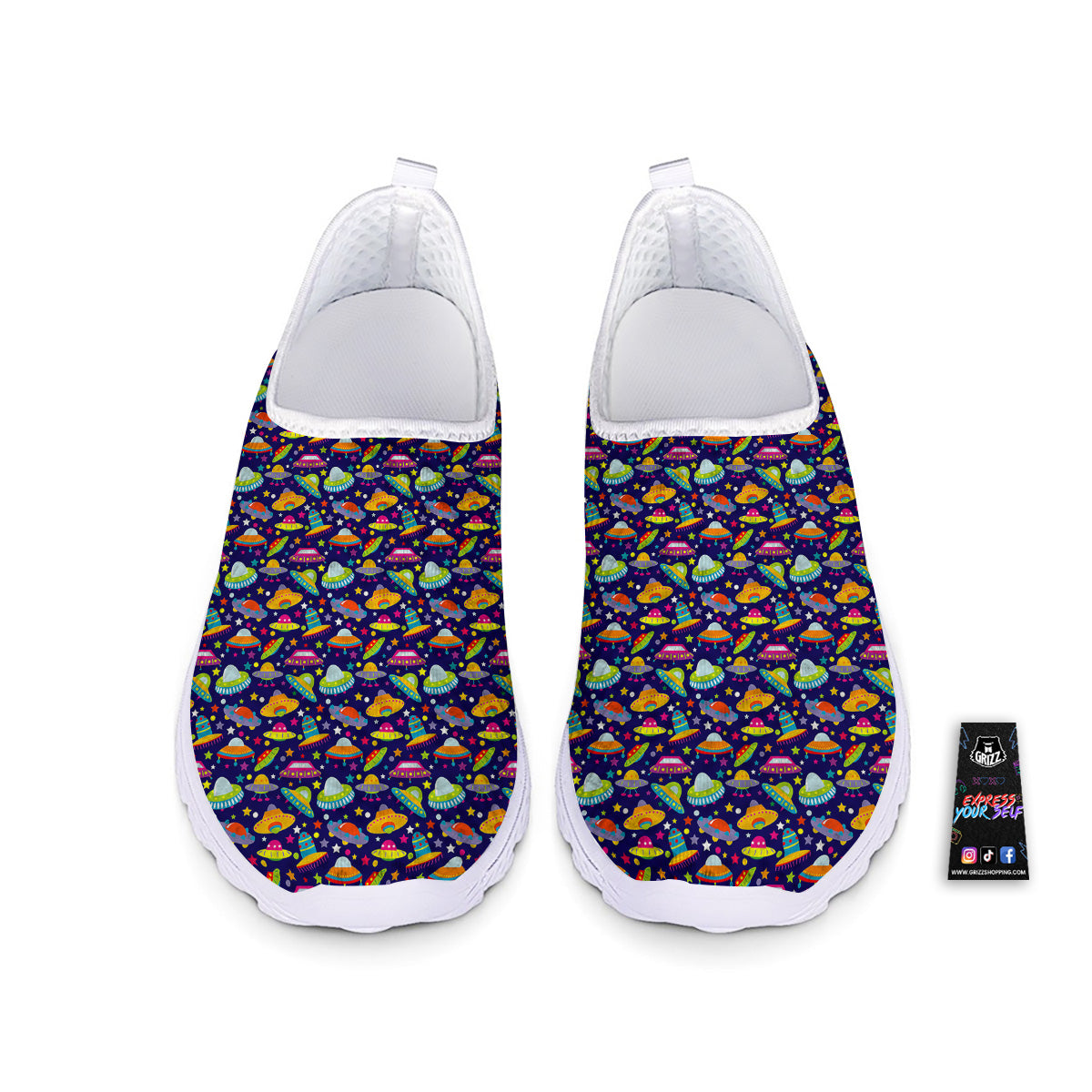 UFO Colorful Print Pattern Nurse Shoes-grizzshop