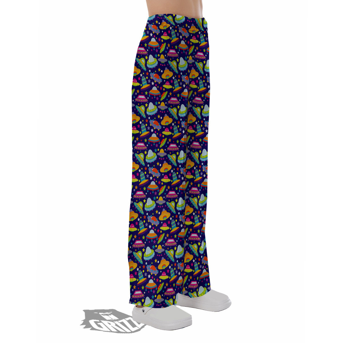 UFO Colorful Print Pattern Pajama Pants-grizzshop