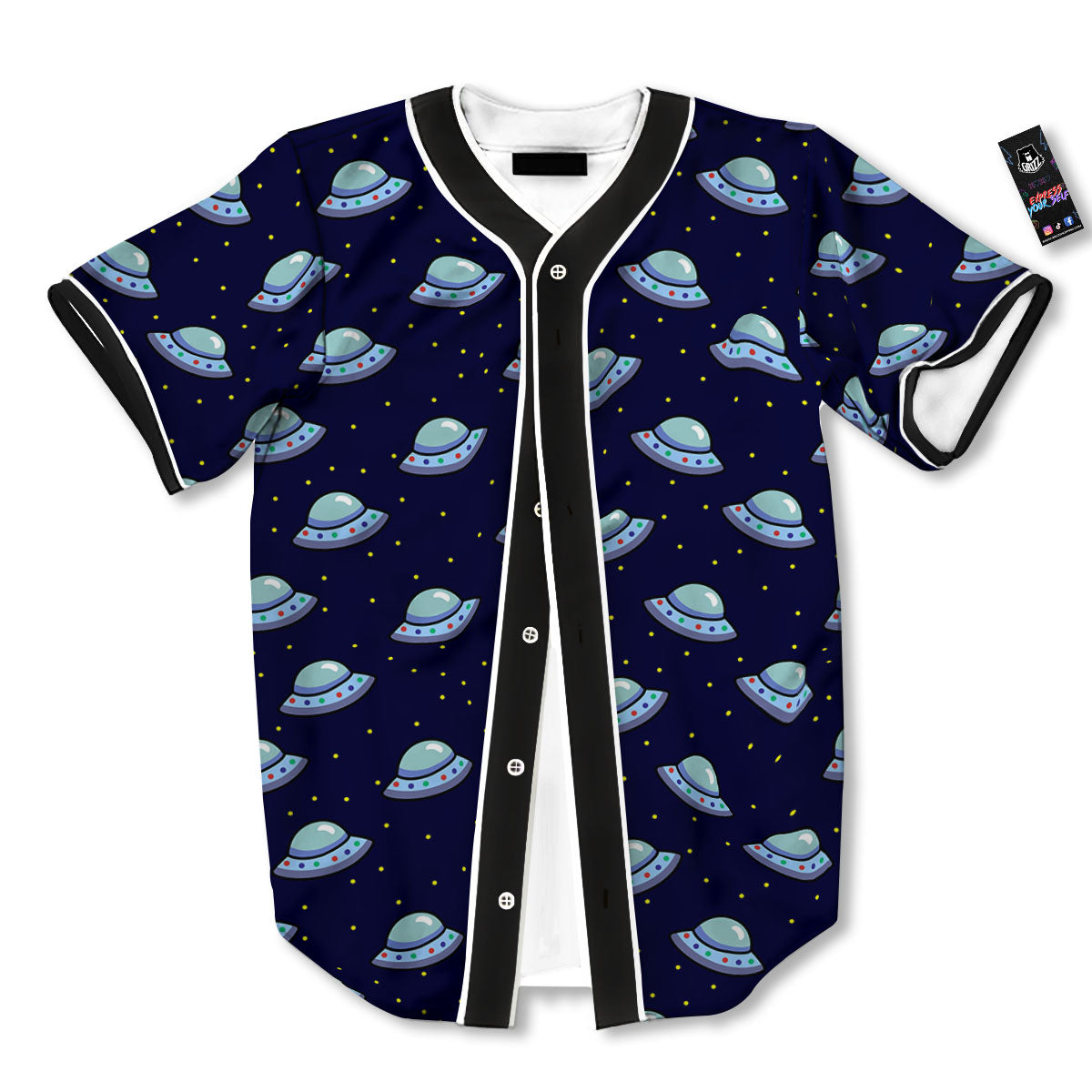 UFO Galaxy Print Pattern Baseball Jersey-grizzshop