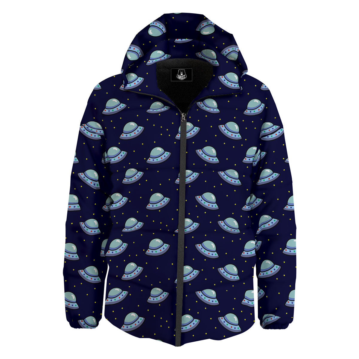 UFO Galaxy Print Pattern Down Jacket-grizzshop