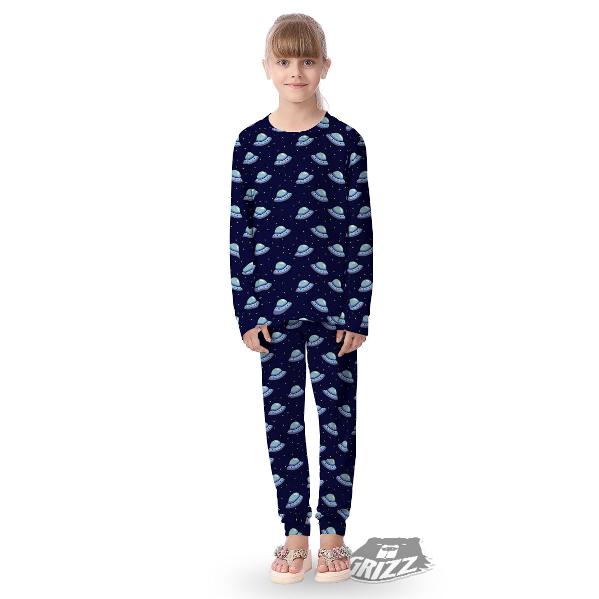 UFO Galaxy Print Pattern Kid's Pajamas-grizzshop